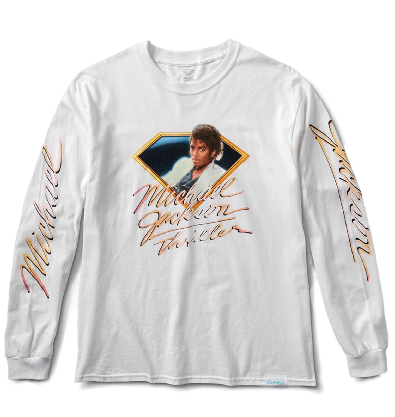 New Diamond Supply Co. X Micheal Jackson Thriller L/S Mens White T Shirt
