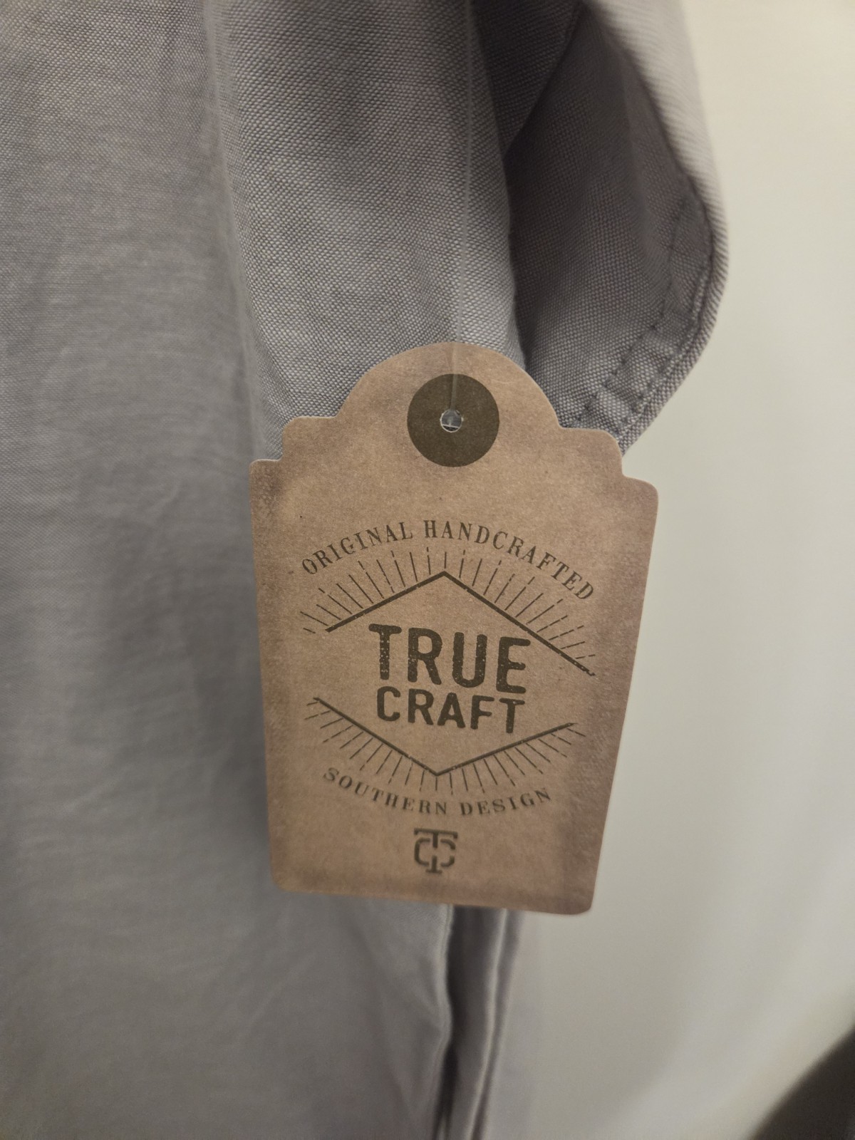 True Craft Men’s Gray Solid Button-Down Button-Up Shirt Long Sleeve Size 2XL