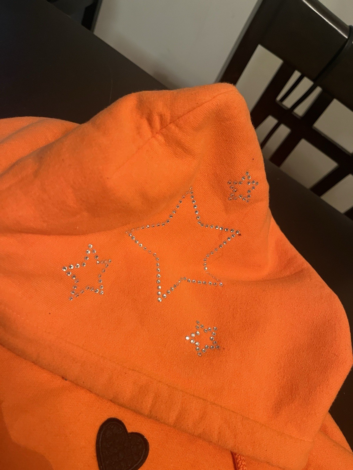 YL Orange Rhinestone Hoodie