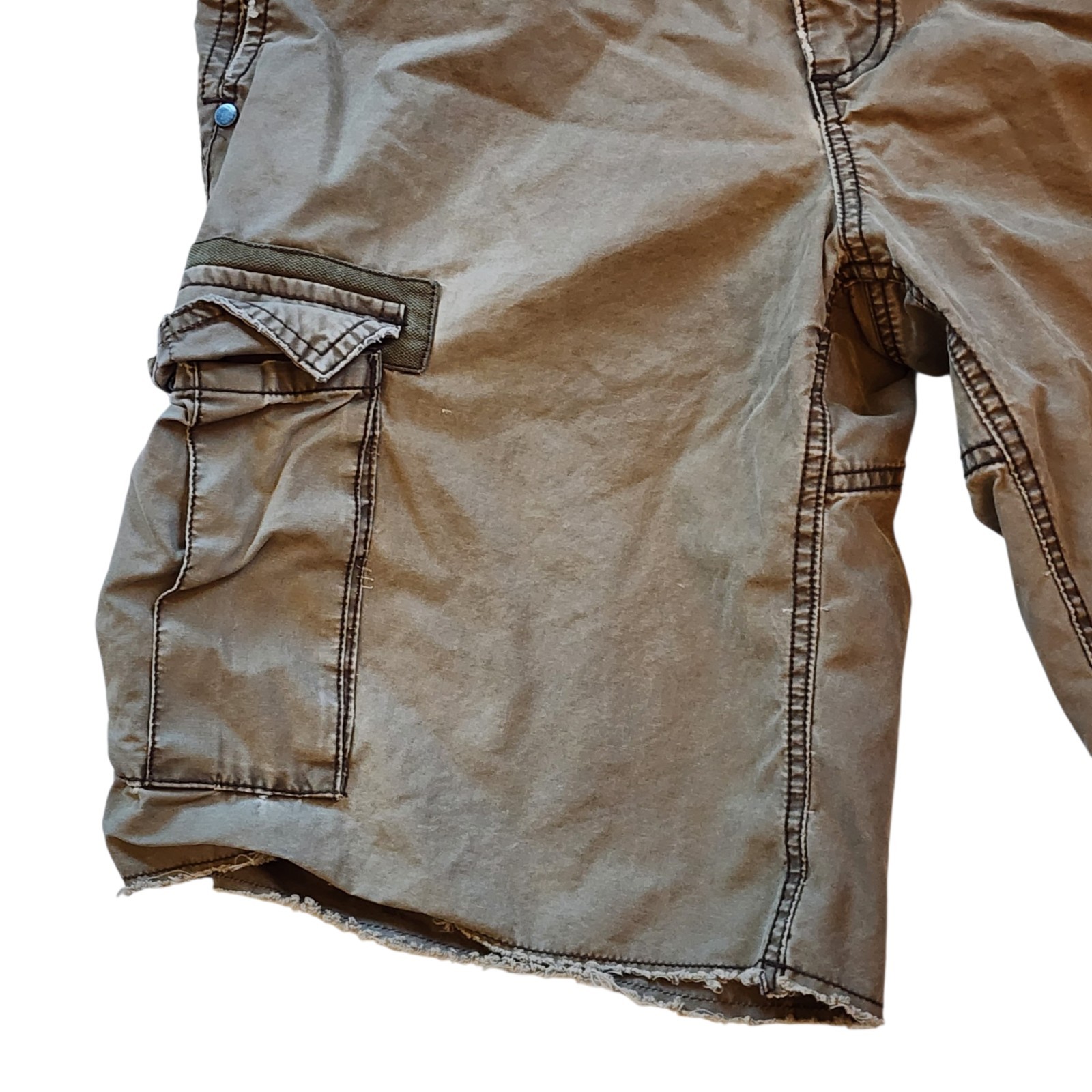 Old Navy Mens Cargo Shorts Size 31 Brown Distressed Raw Edge Hem