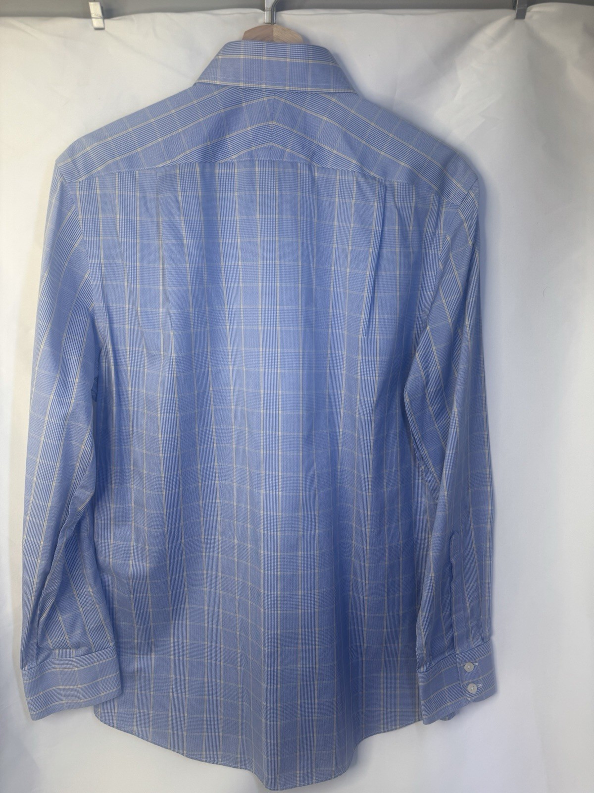 Charles Tyrwhitt Non-Iron Slim Fit Blue/Yellow Plaid Cotton Dress Shirt 15 33