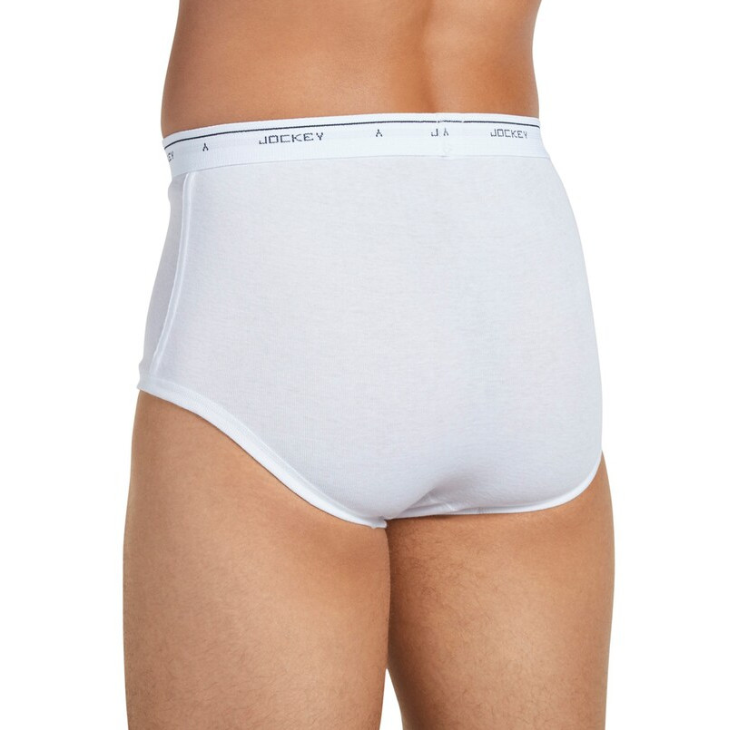 Men’s Jockey 4-Pack + 1 Free 100% Cotton White Classics Full-Rise Staynew Briefs