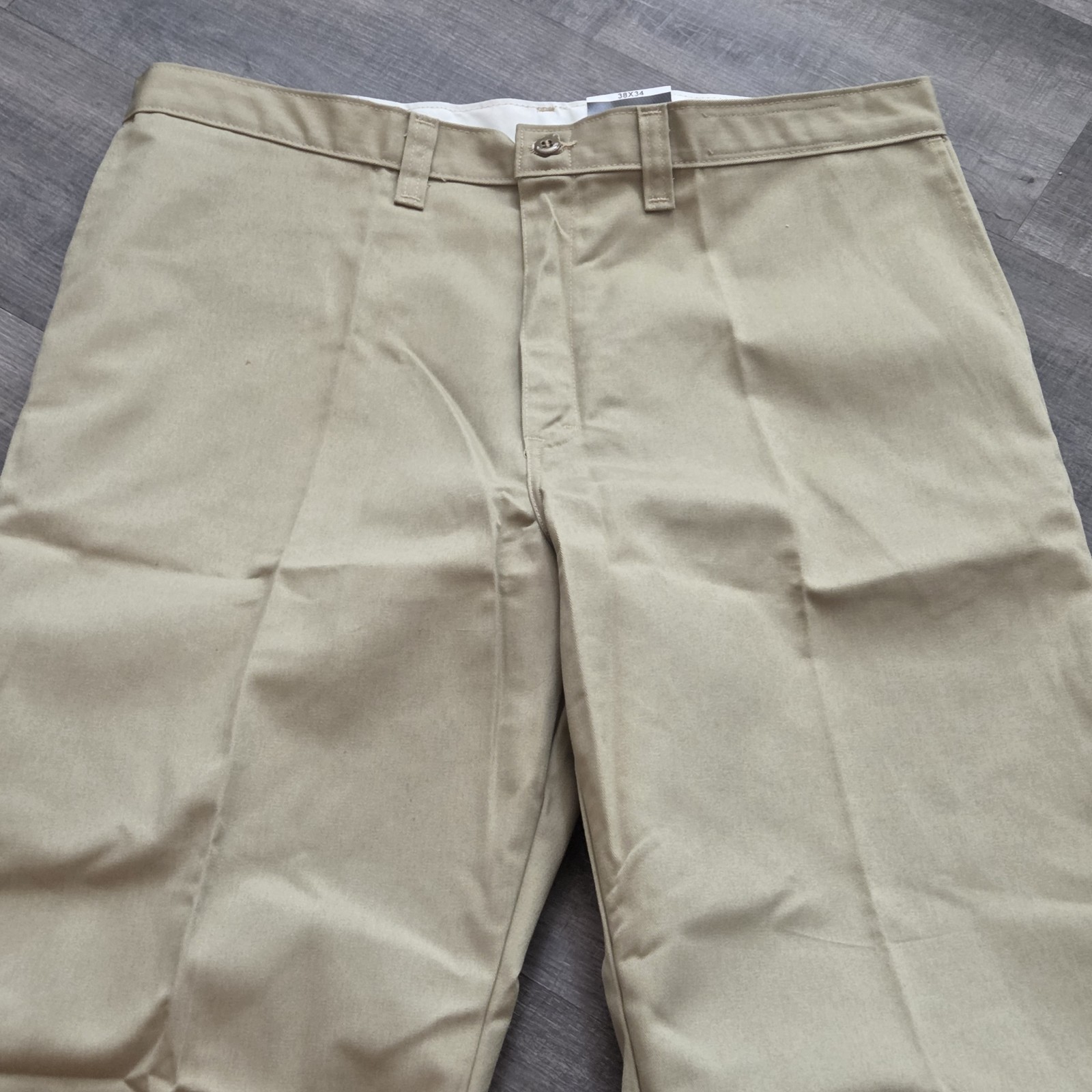 NWT New DICKIES Men’s 38 X 34 Tan Work Pants Flat Front Polyester Cotton