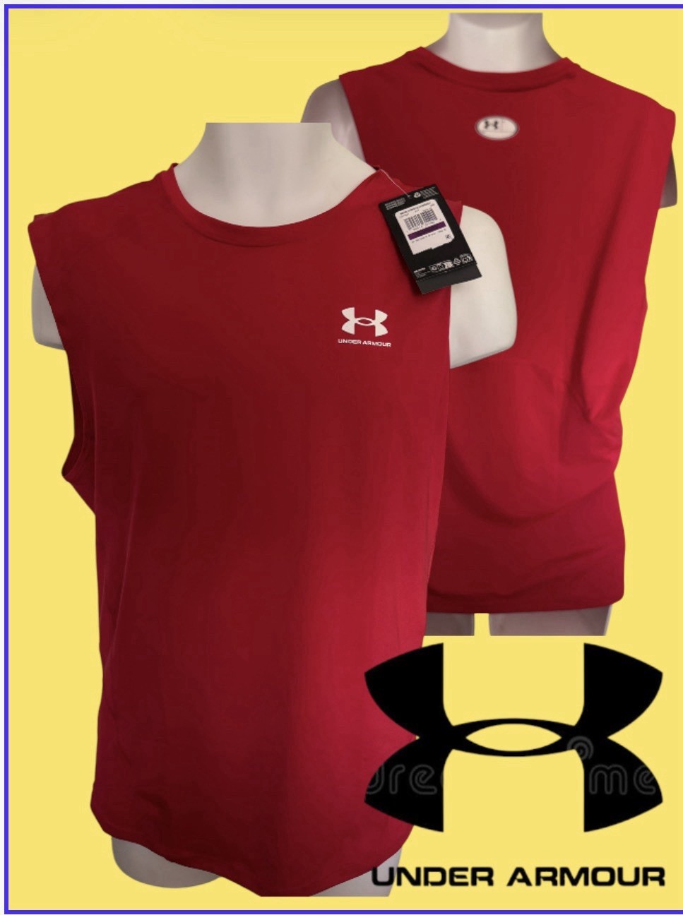 Under Armour HeatGear COMPRESSION Men’s Red Moisture Wick Sleeveless Shirt NWT