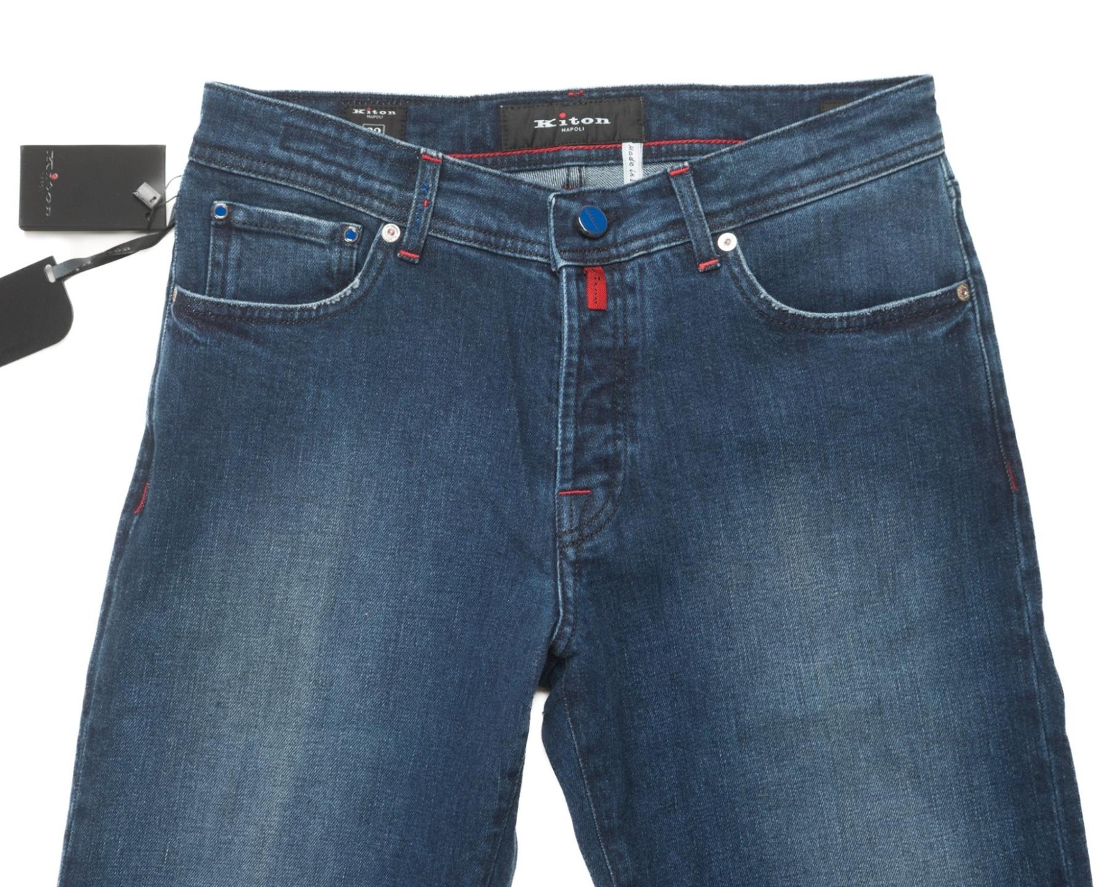 Kiton Napoli $1,470 NWT Blue 5 Pocket Slim Stretch Denim Cotton Jeans 36 US