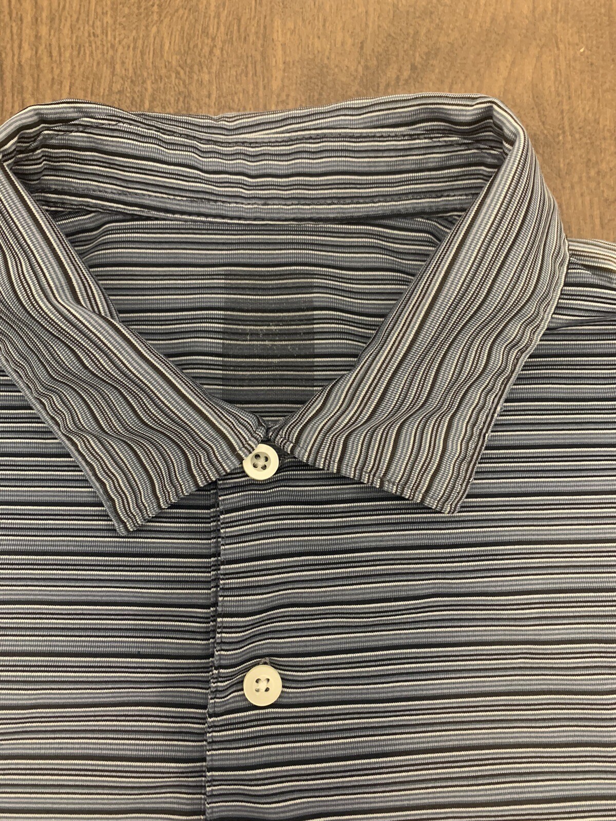 Crowfield Golf Club -Page and Tuttle Golf Polo Black/White Silver Striped Size L