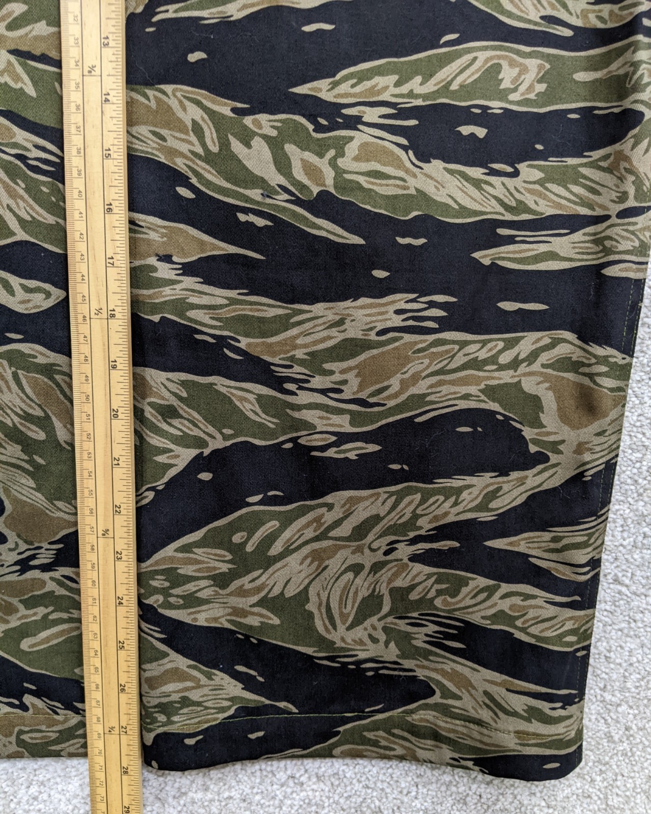 Mens Tiger Stripe Camo Military Overshirt Field Fatigue Jacket US Size L Green
