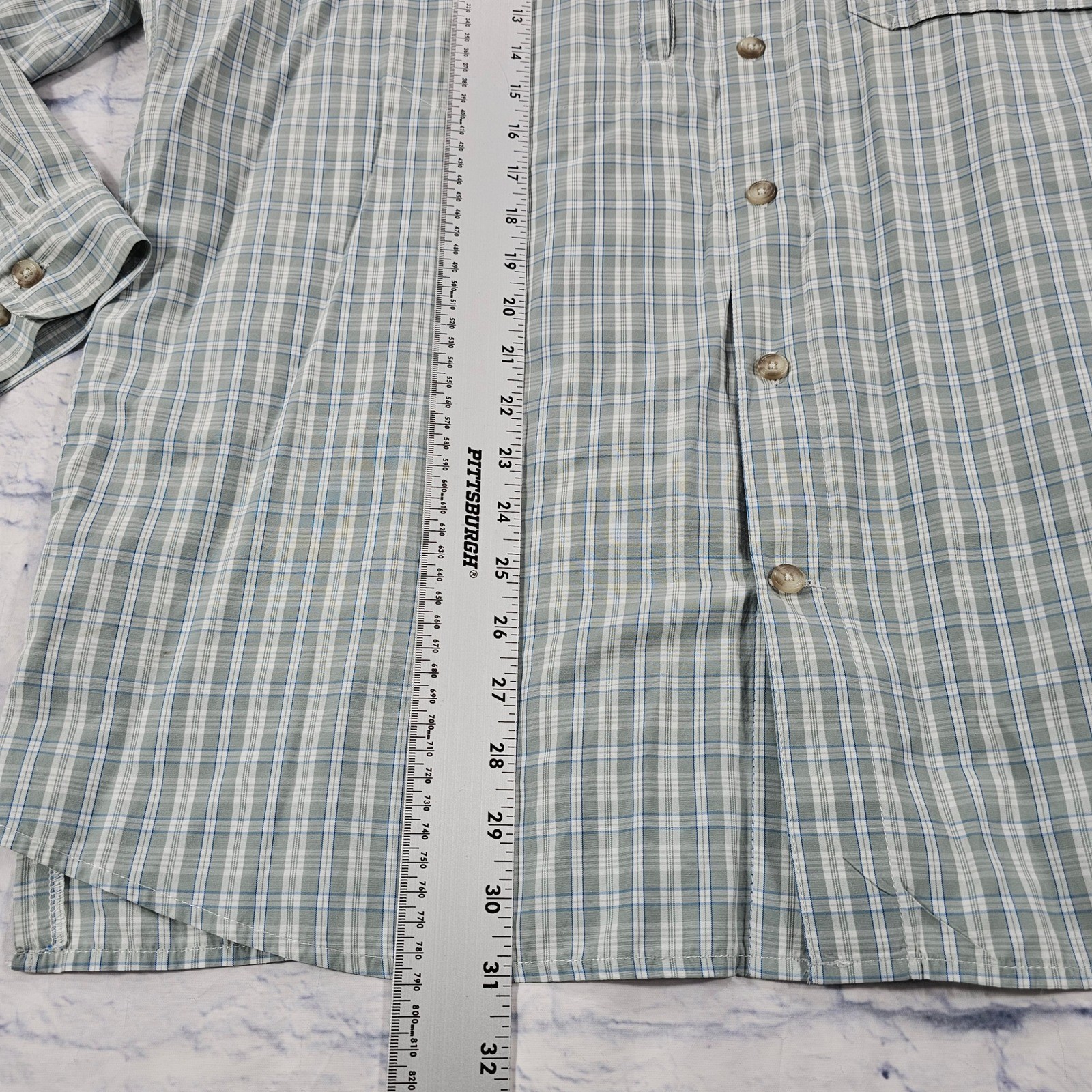 Eddie Bauer Travex Shirt Mens XL Green Plaid Vented Long Sleeve Hiking Outdoor