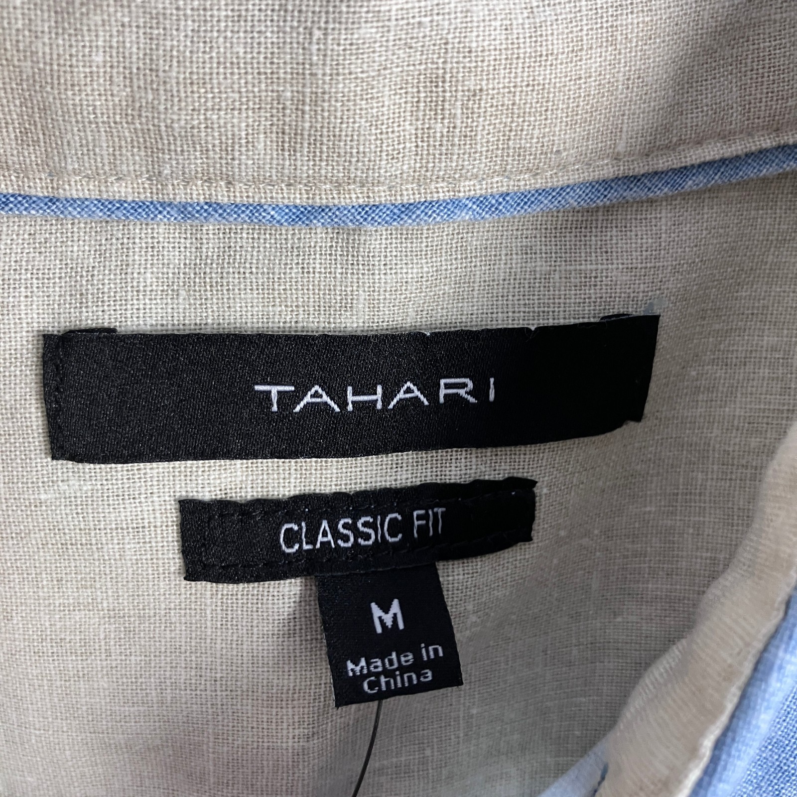 Tahari Men’s The Ultimate Linen Shirt M Cloud Blue NWT