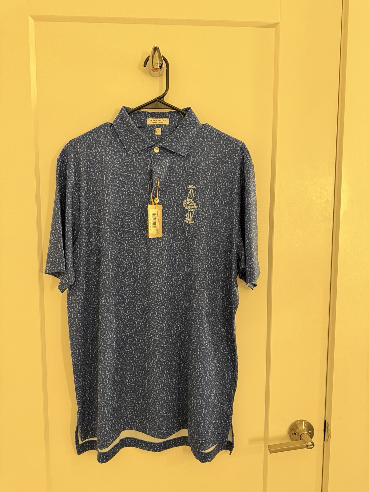 Peter Millar Summer Comfort Polo Shirt L Blue 2025 Breeders Cup Del Mar Golf