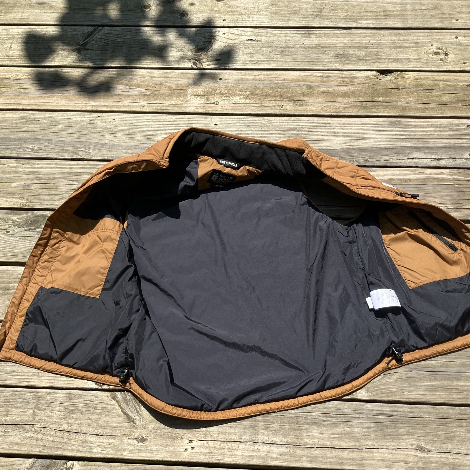 Carhartt Rain Defender Quilted Full Zip Water Resistant Vest Pockets Brown L