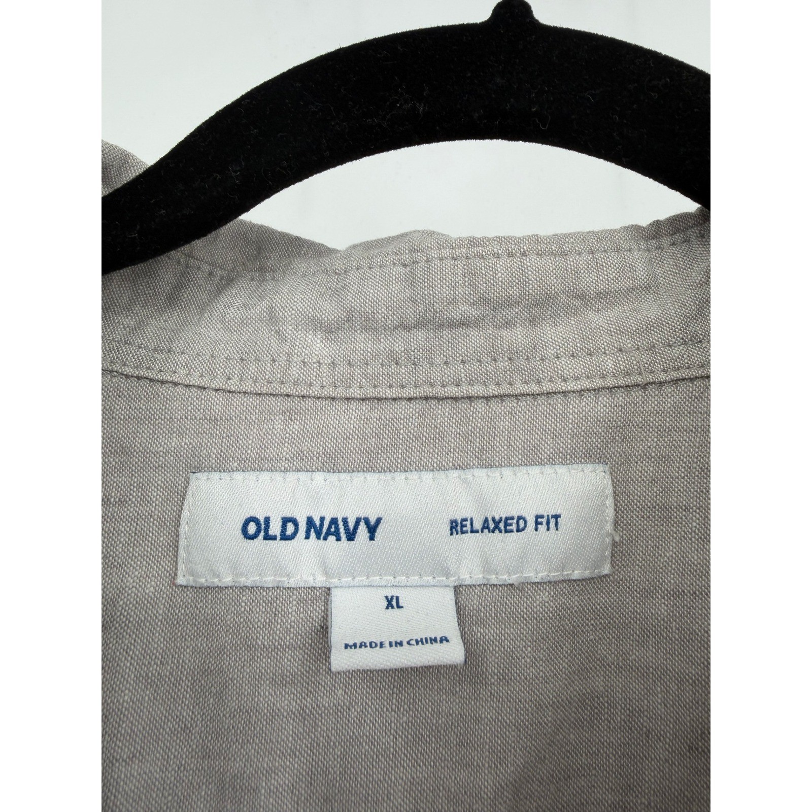 Old Navy Mens XL Relaxed Fit Linen Cotton Short Sleeve Button Down Shirt Gray