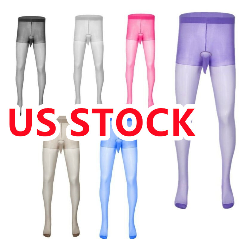 US Men’s Stretch Tights Close Sheath Pouch Stockings See through Skin Pantyhose