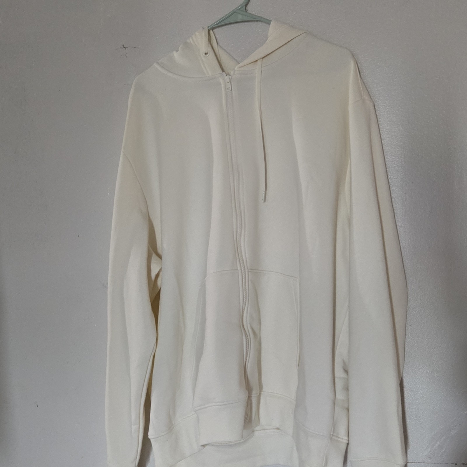 Athletic Works Men’s Full Zip Hoodie Hooded Pockets White 2XL