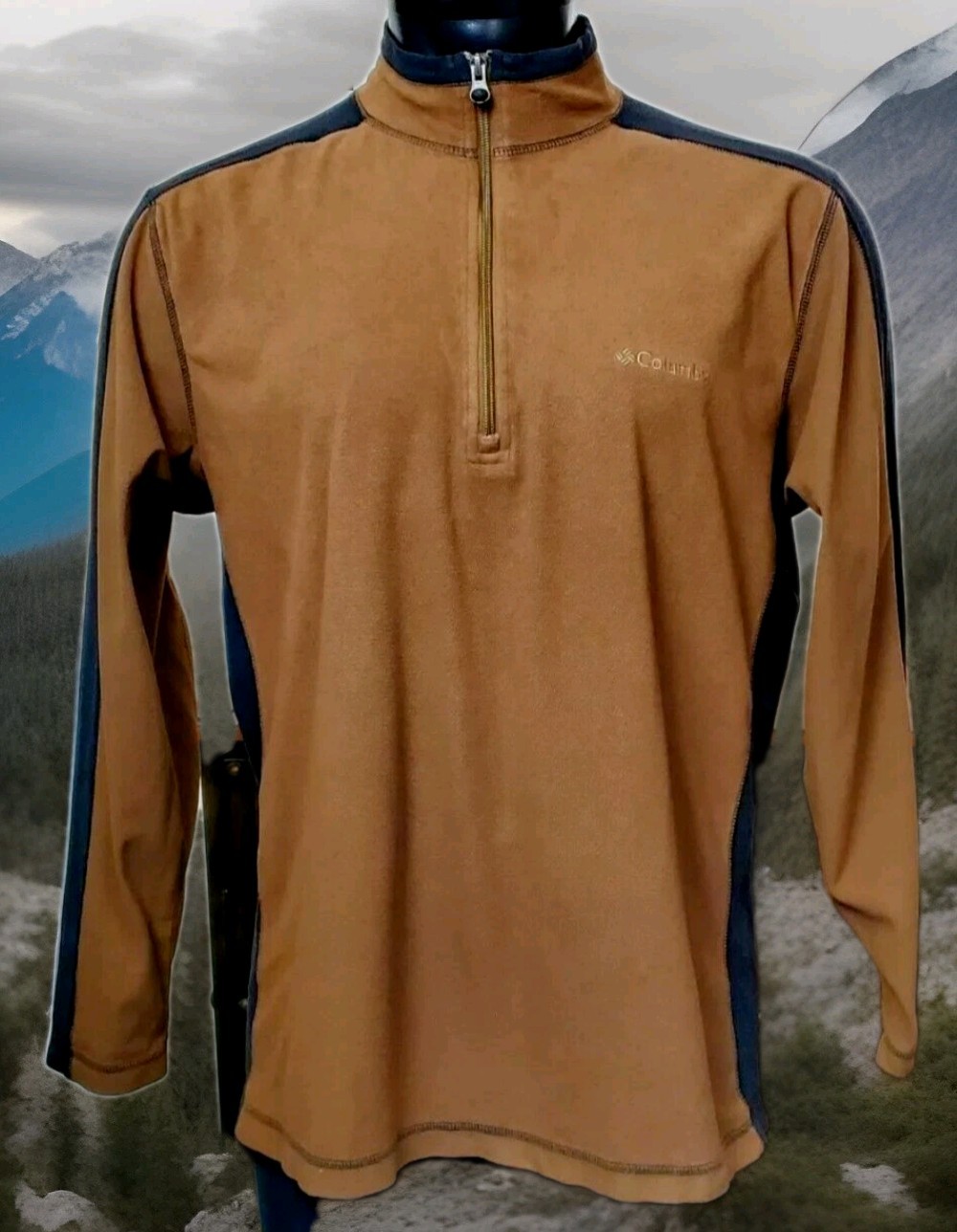 Columbia Sportswear Co Coyote Brown Activewear 1/2 Zip Pullover Fleece Shirt LG