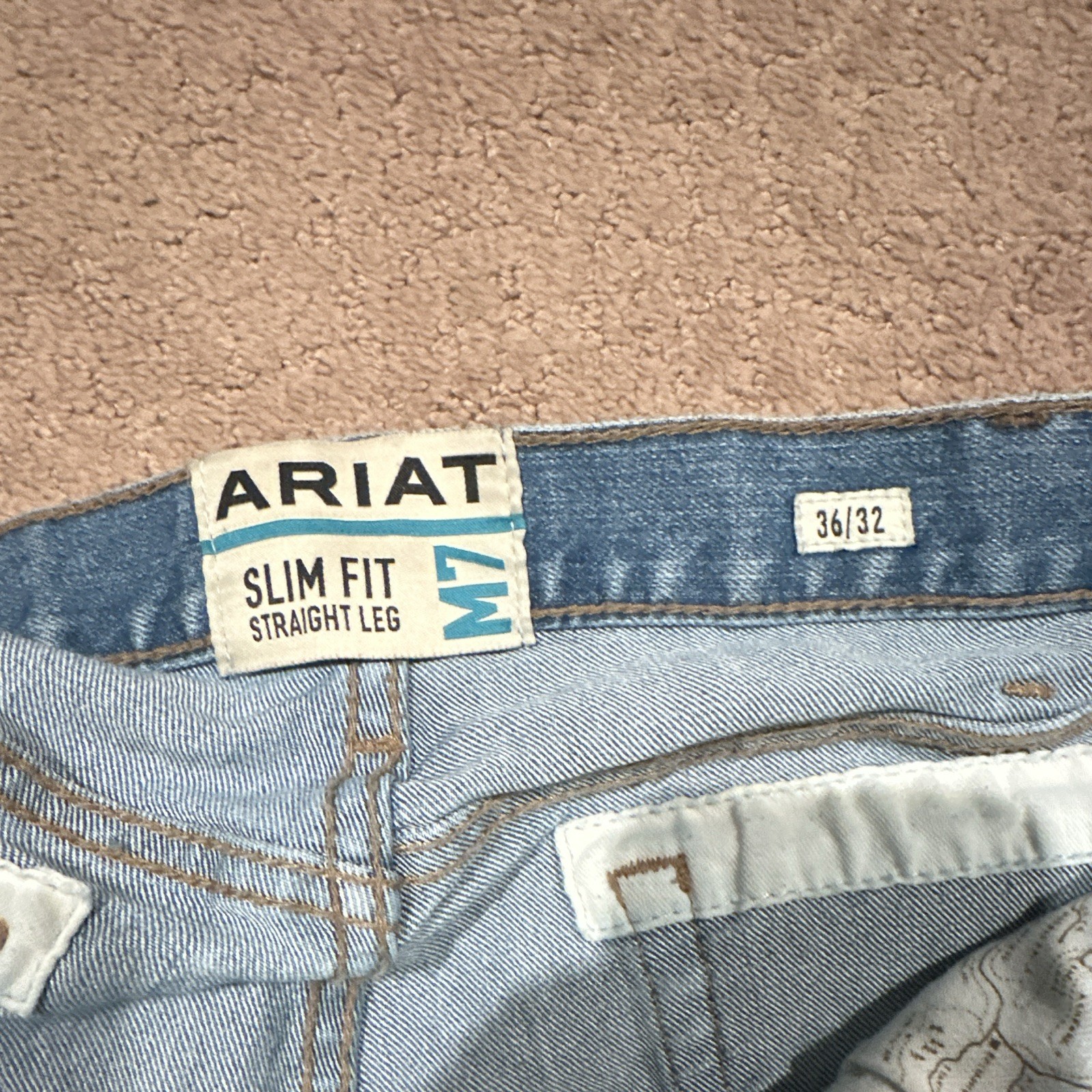 36×32 Ariat M7 Men’s Slim Fit Straight Leg Light Wash Blue Denim Jeans 5-Pocket