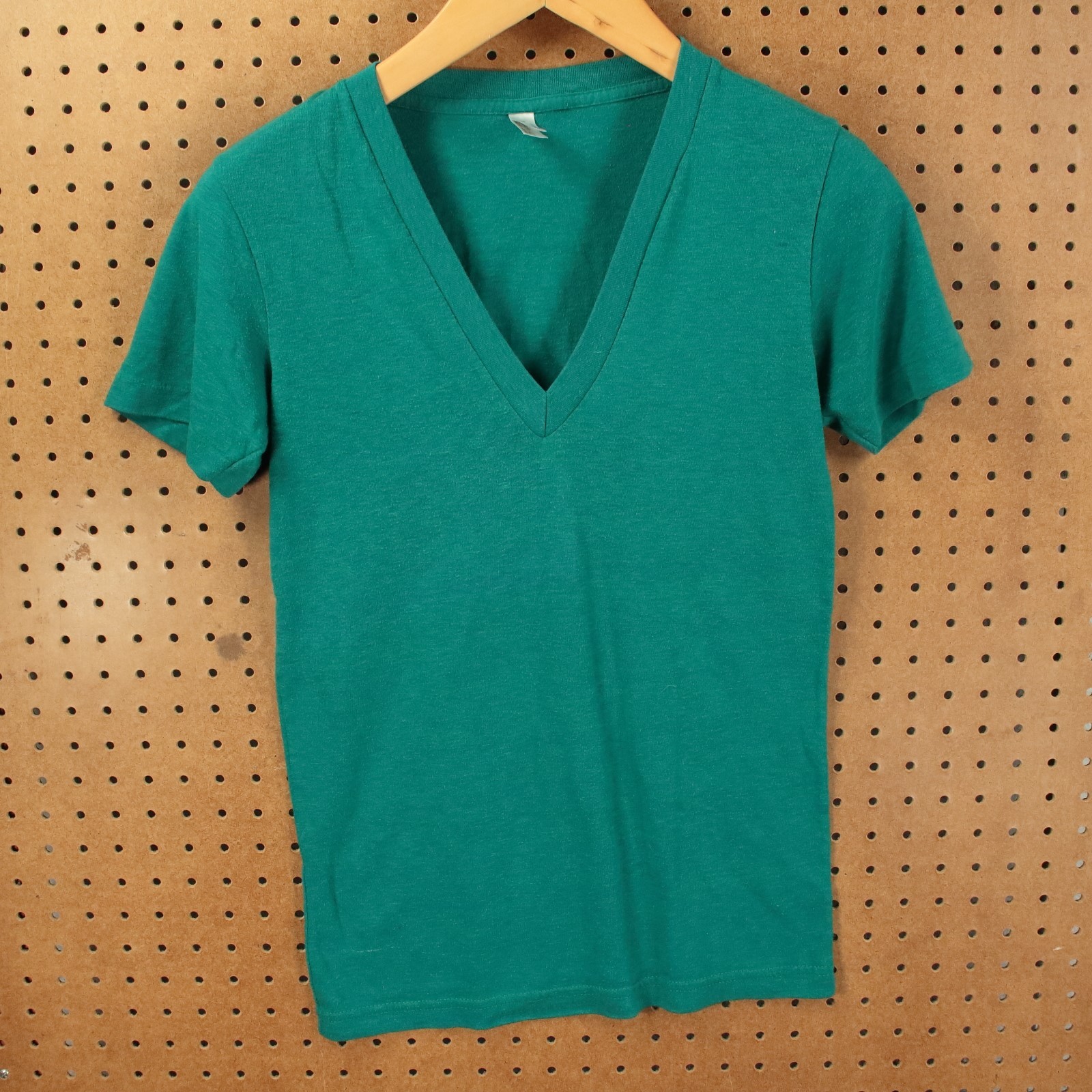 AMERICAN APPAREL Track Shirt deep v neck t-shirt EXTRA SMALL y2k indie sleaze