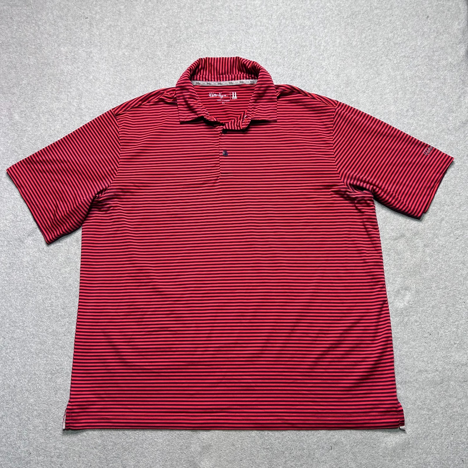 Walter Hagen Golf Polo Shirt Mens XL Red Striped Performance Stretch Casual