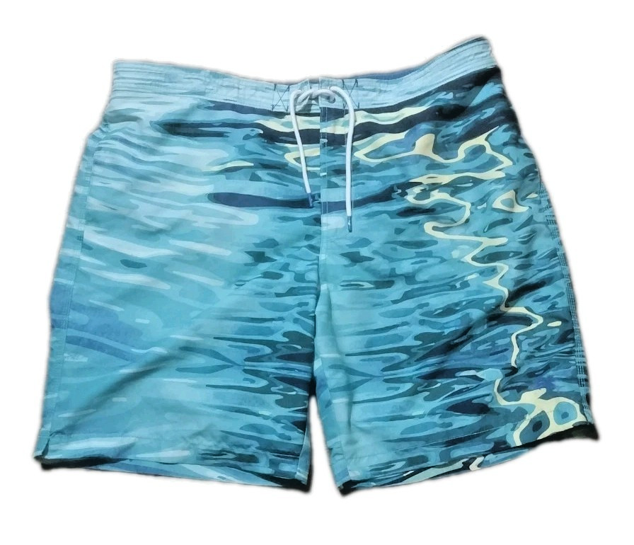Tommy Bahama Swim Trunks Men XXL Blue Yellow Wave Aquatic AOP Marlin Logo