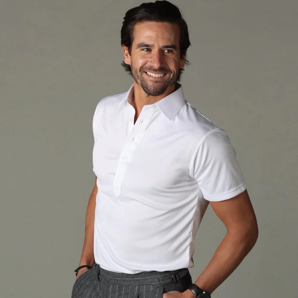 Collars and Co Men’s Polo Shirt Large White, Short Sleeve, Dress Collar
