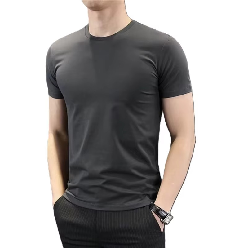 Polyester Mens Slim Fit Tight Fit Shirt T Shirt Pure Solid Color Multiple Size