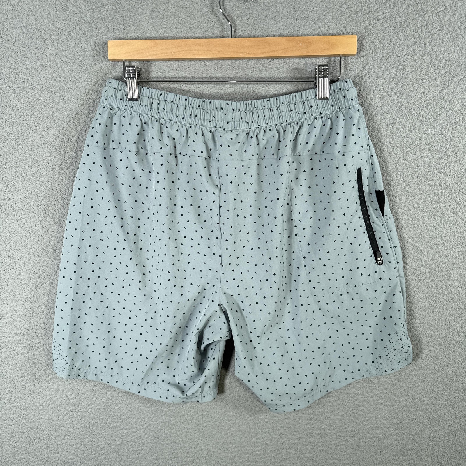 UNRL Stride Shorts Mens Large Gray Scramble Cadet 8in Linerless Drawstring