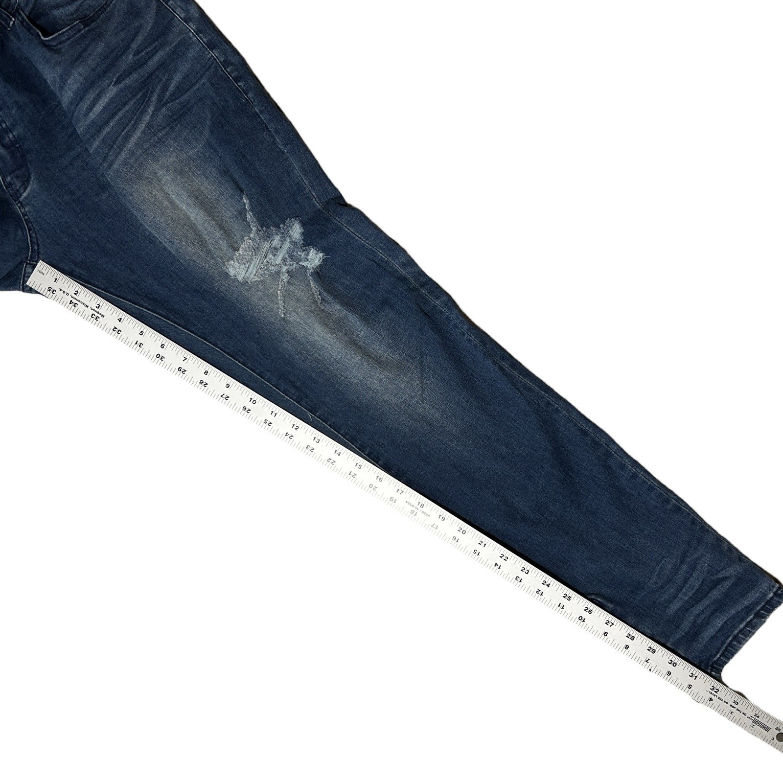 KUWALLA TEE Blue Skinny Jeans sz 34 Distressed Denim Ankle Zip Streetwear KUL-K2