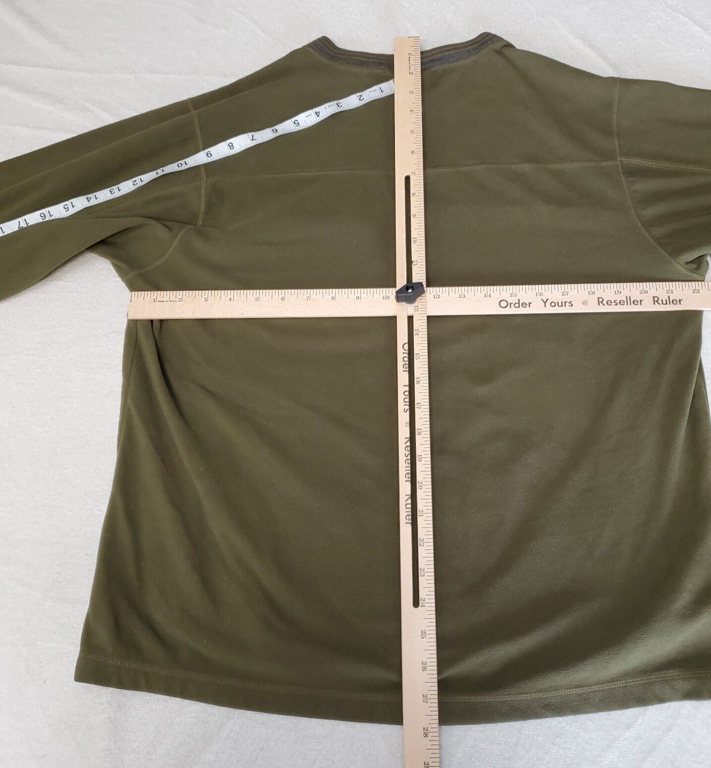 REI Fleece Pullover Sweater Mens Large Dark Olive Green Front Zip Pocket