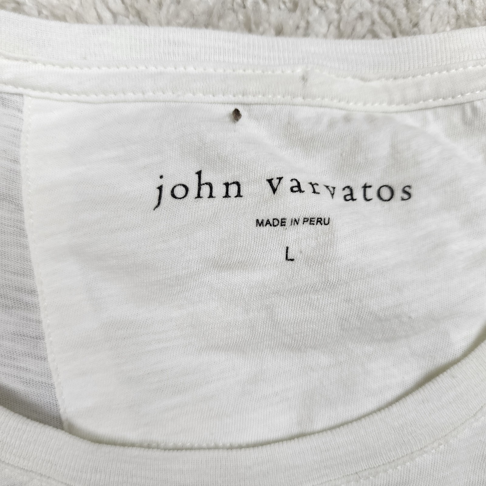 John Varvatos Heritage Skull Graphic Crew T shirt Size Large L White Pima Cotton