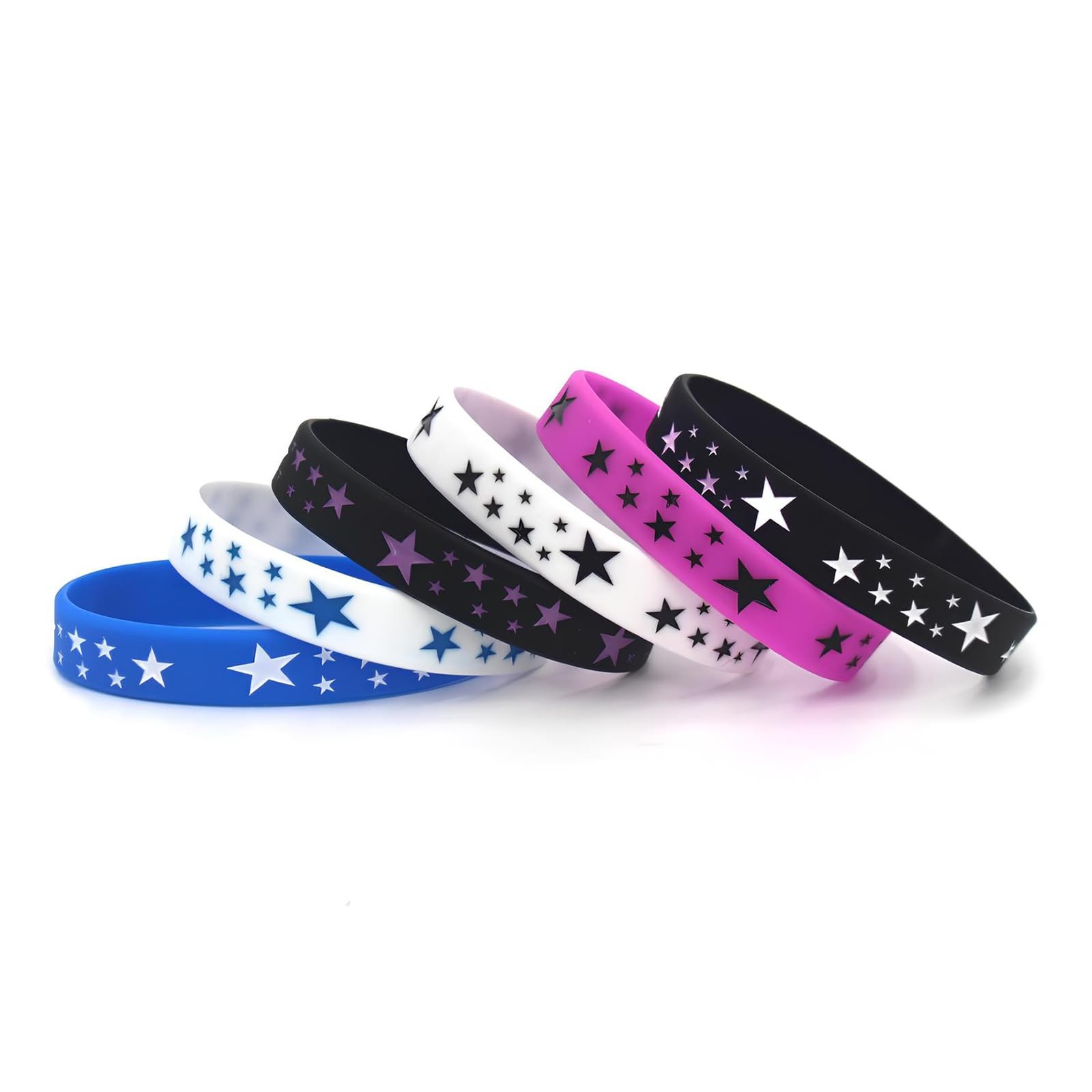 POYAMUSE 6pcs Y2K Star Silicone Bracelets Set – Emo Rubber Wristbands for Men…