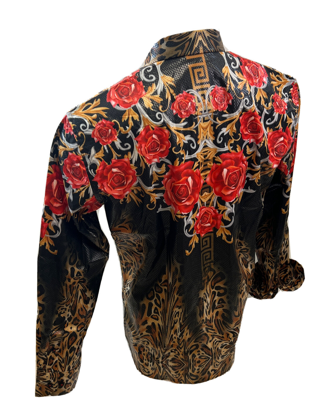 Button Down SHIRTS MEN BAROQUE LONG SLEEVE PARTY LEOPARD FLORAL SNAKESKIN VS129