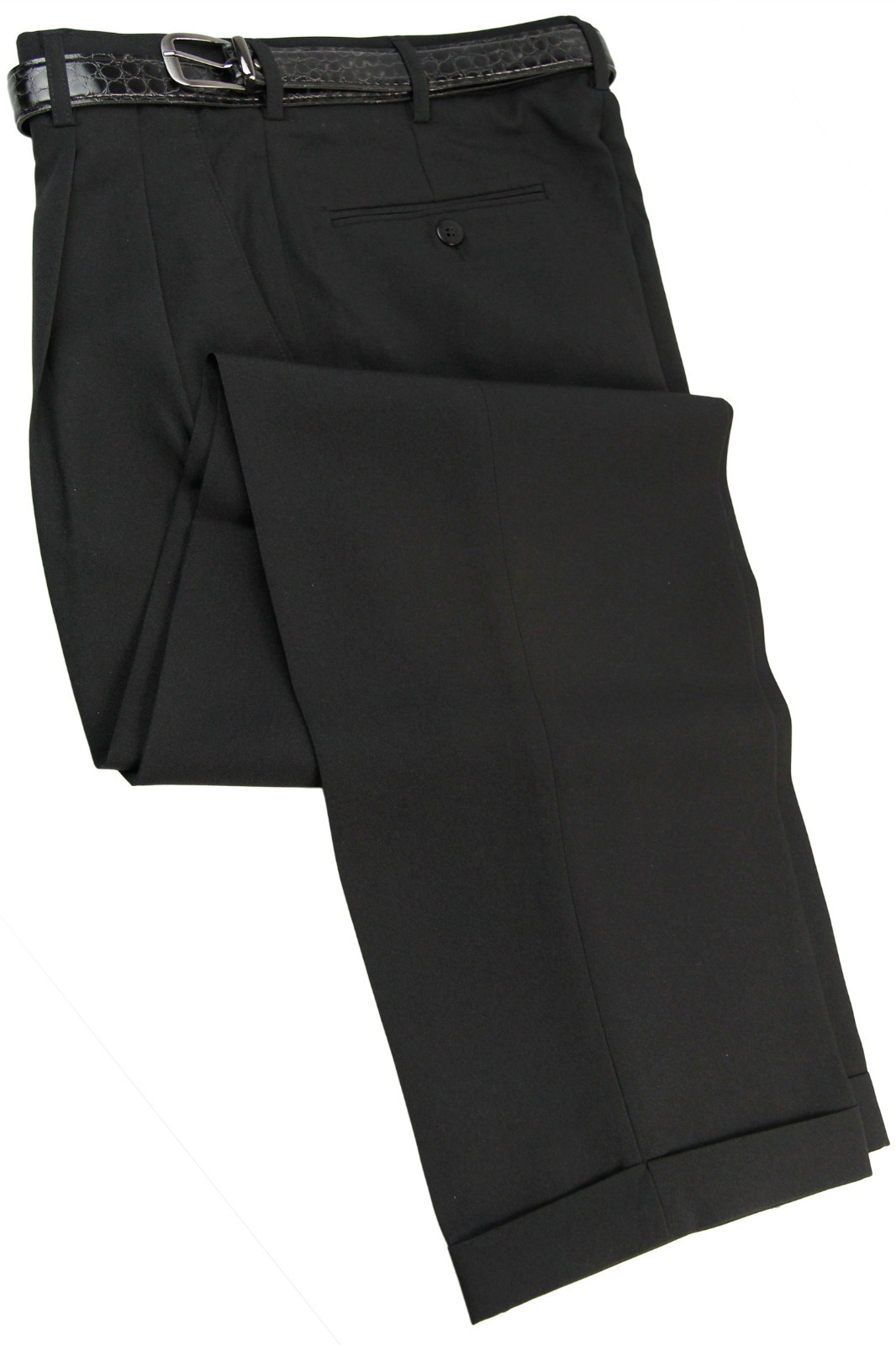 Mens Trousers Black Dress Pants Pleated Slacks W/ Black Belt New Sizes 30 to 42