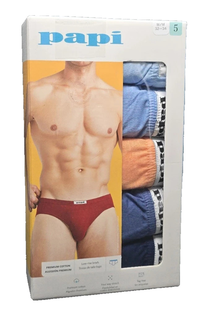 Papi 5-Men’s Premium Cotton Low Rise Briefs Medium 32-24 FAST SHIP
