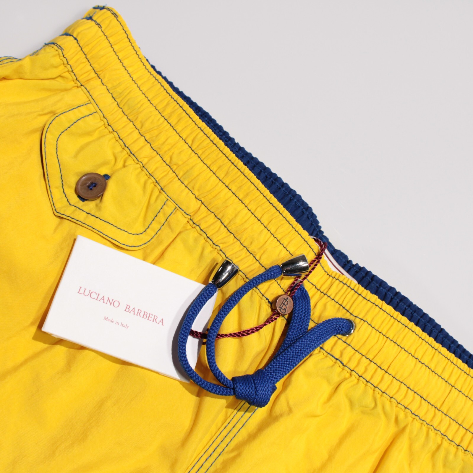 Luciano Barbera NWT Swimsuit Size L US In Solid Yellow 100% Polyamide