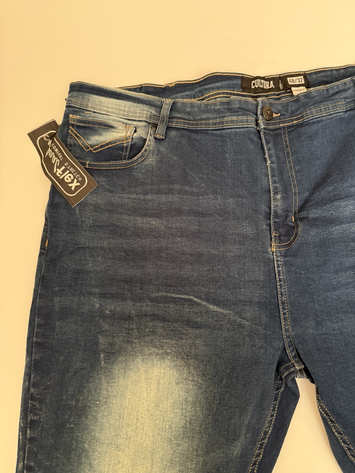 Cultura Men 48×32 Blue Jeans Straight Fit Stretch Denim Dark Wash Pants NWT