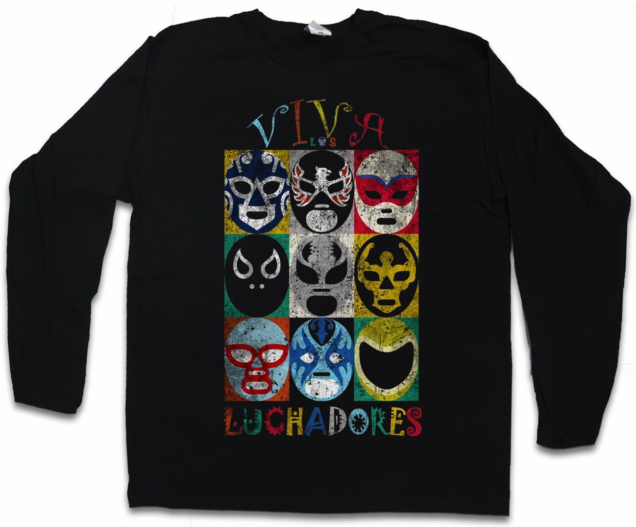 LUCHADORES LONG SLEEVE T-SHIRT Mexiko Wrestling Mexican Mexico Latin Latino