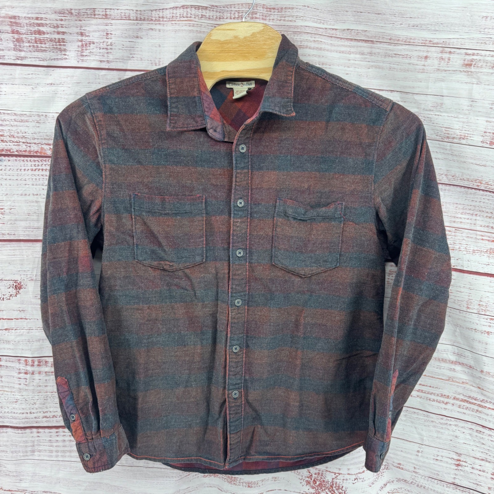Carbon 2 Cobalt Flannel Shirt Mens Large Button Front Double Pocket Casual