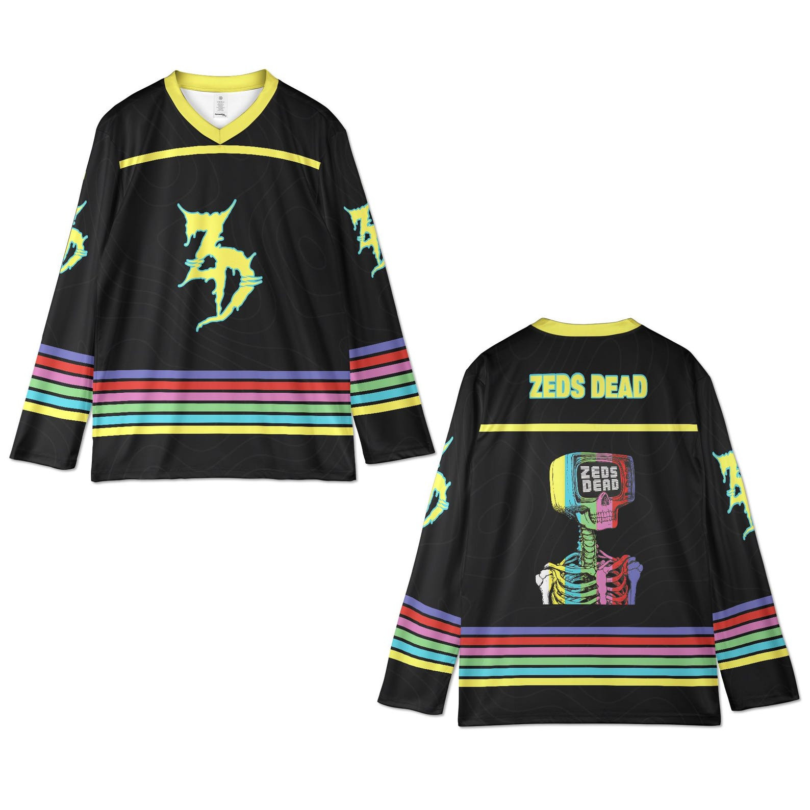 Zeds Dead Rave Jersey, TV Head Effect Hockey Shirt, Retro Edm Festival Outfit