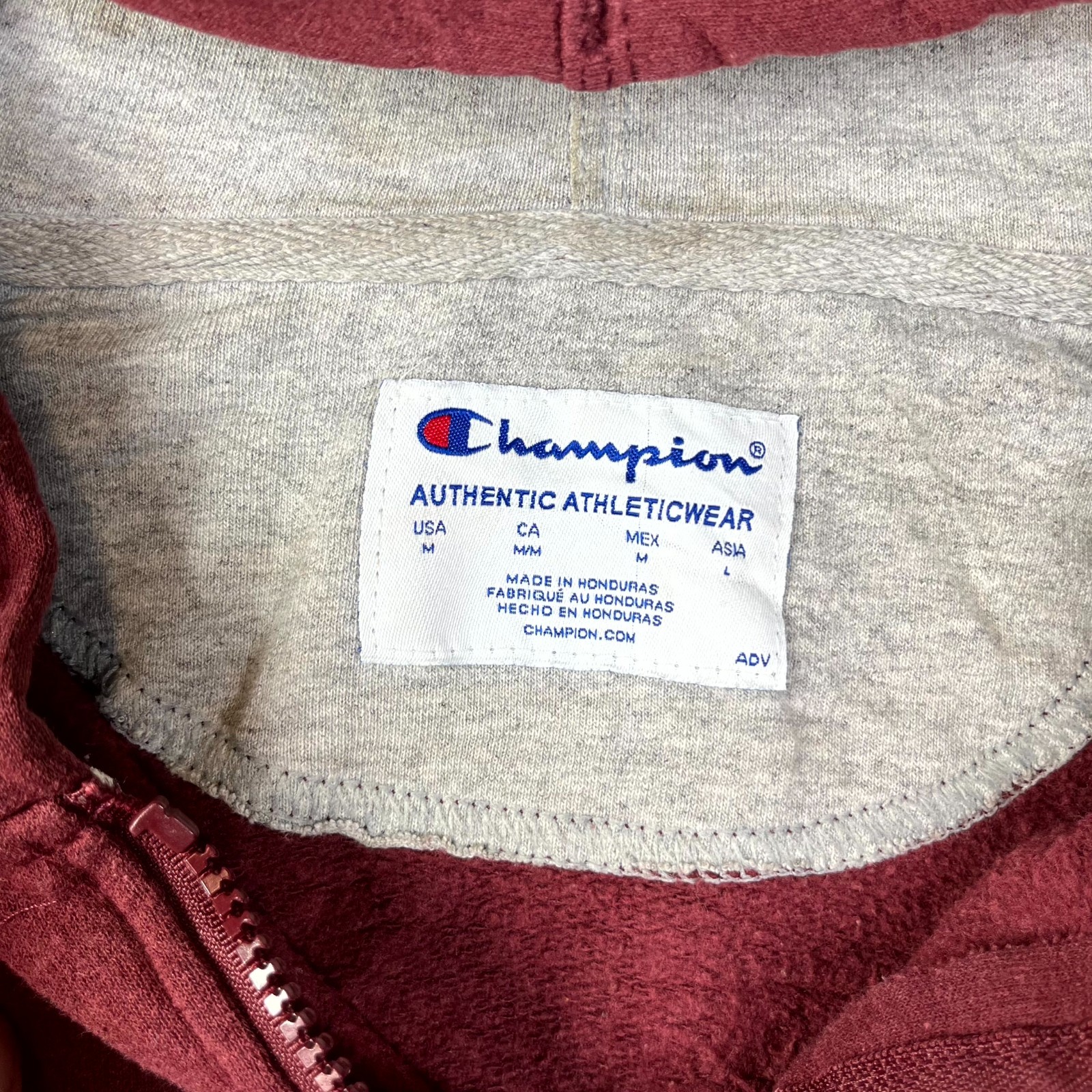 Champion Life Reverse Weave Hoodie Mens Medium Red Cotton Full Zip Athleisure