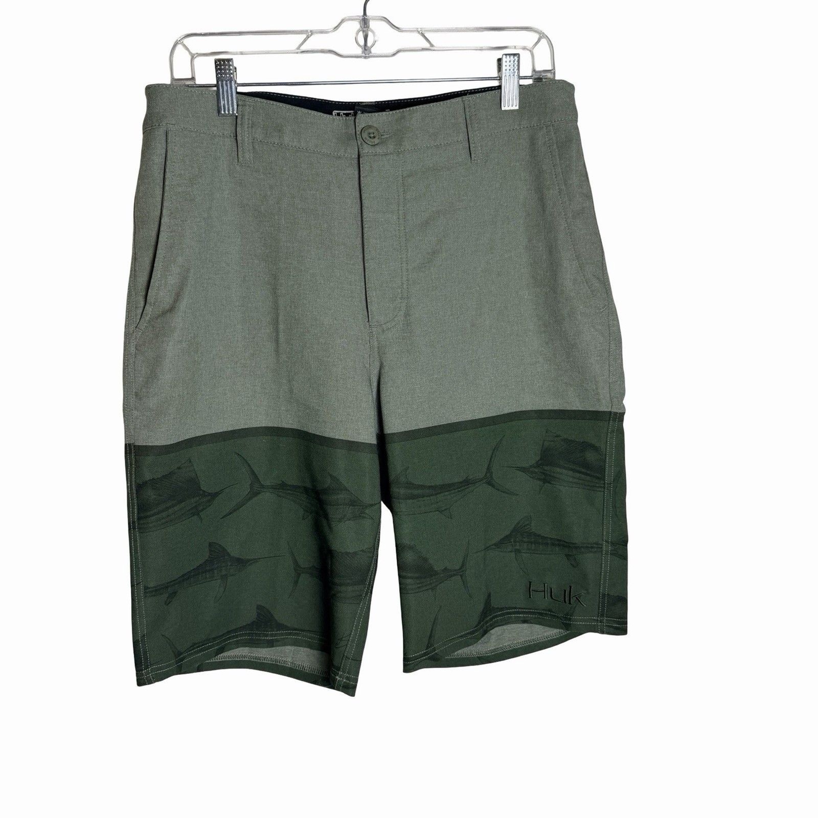 HUK Shorts Mens 32 Hybrid Fishing Surfing Beach Outdoor Swordfish Marlin Casual