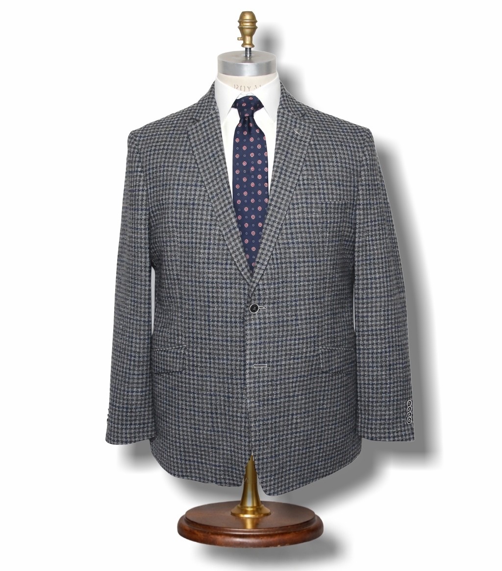 Joseph Abboud Men’s 46R JOE Slim Fit 100% WoolTweed Blazer Jacket Gray Check