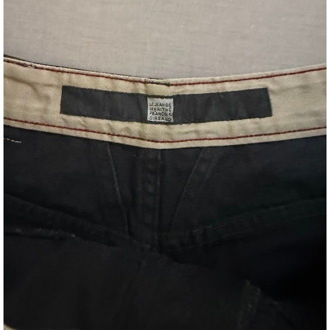 Vintage Marithe Francois Girbaud Wide Leg Cropped Jeans Raw Hem Black Mens 36X25