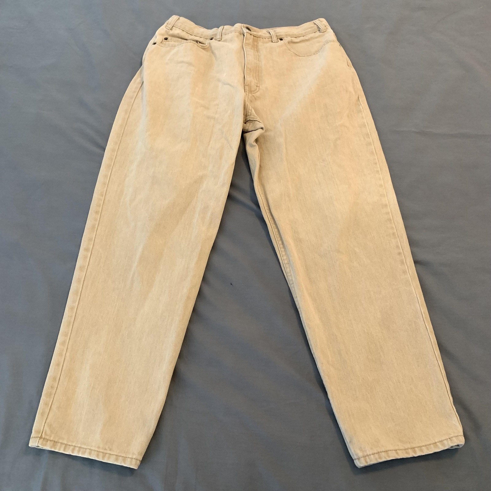 Saugatuck Jeans Mens 35×29 Beige Straight Leg Light Wash Denim Pants Casual