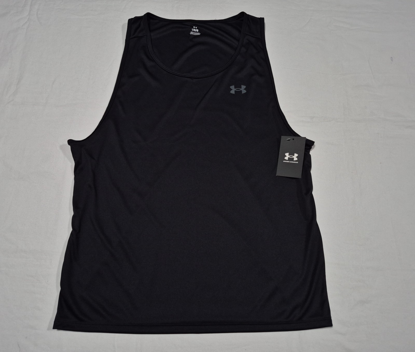 Under Armour Mens Velocity Sleeveless Black Tank Heat Gear Loose 1383408-001