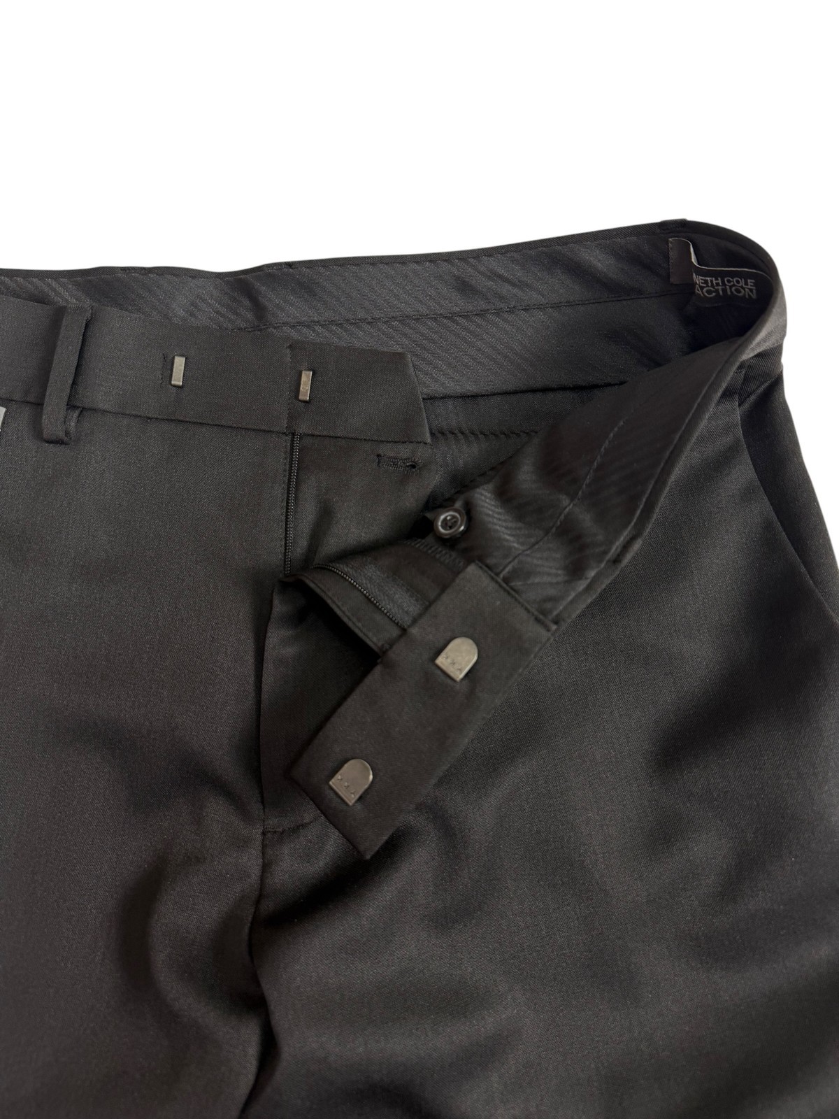 Kenneth Cole Reaction Slim Fit Dress Pants 32×30 Black Urban Heather NWT Flat Fr