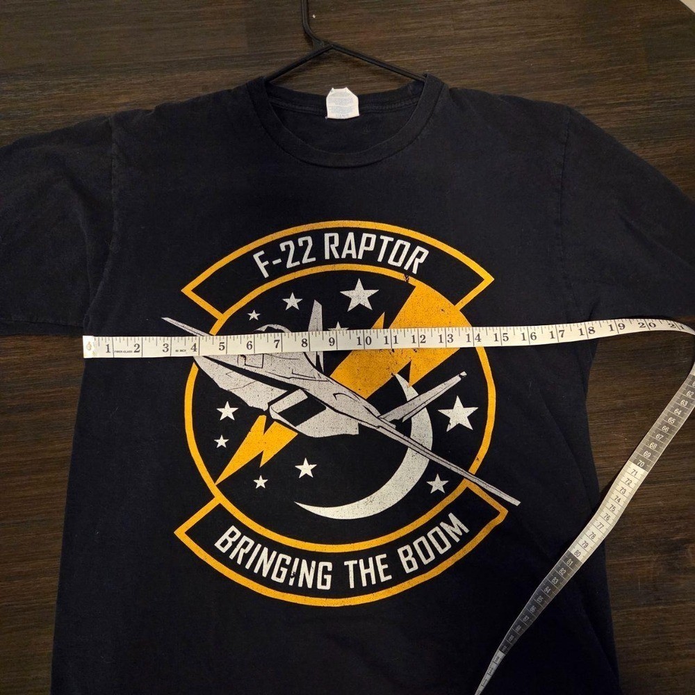 Port & Company F-22 Raptor T-Shirt Mens Black Military Jet Graphic Tee Small