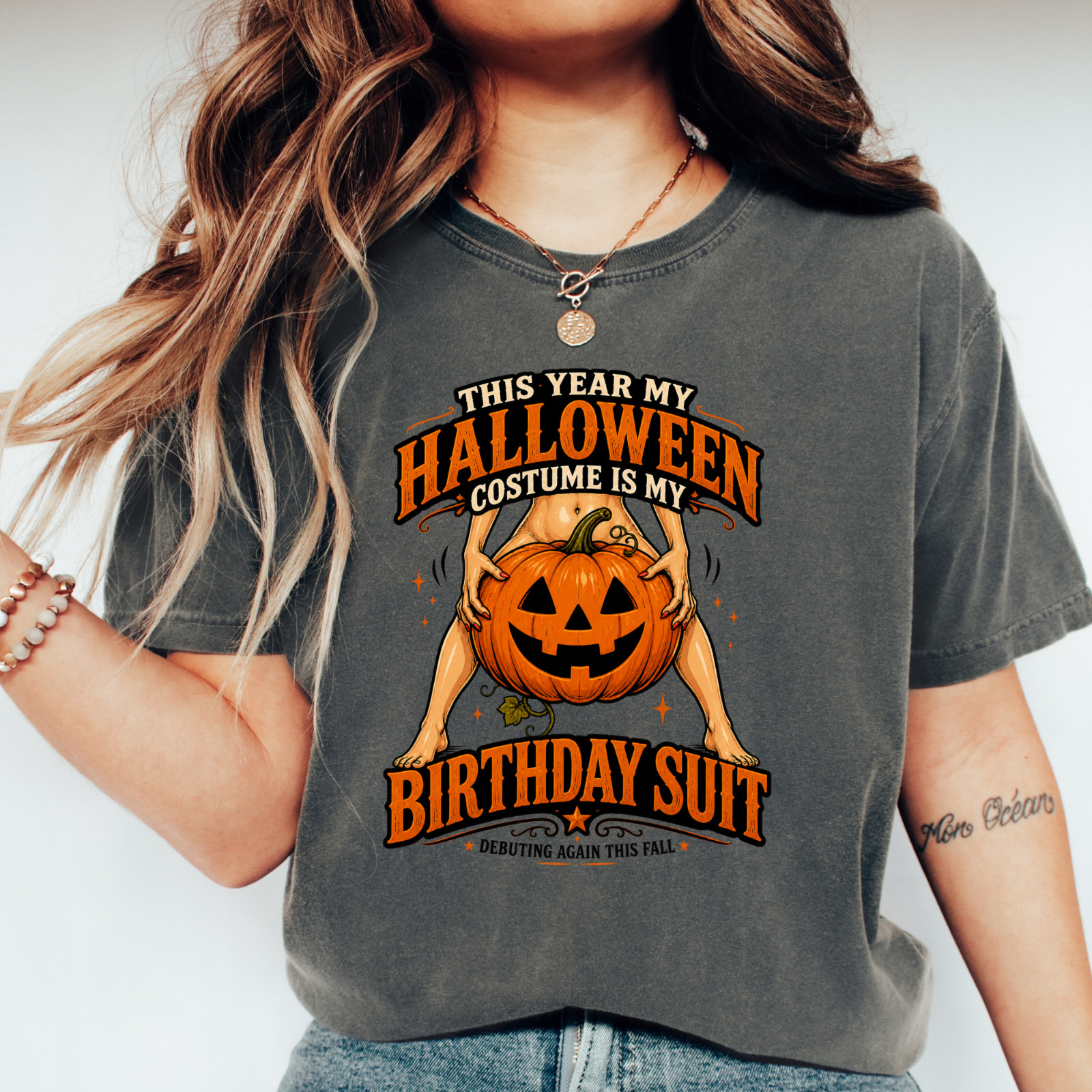 Halloween Costume Is My Birthday Suit T-Shirt | Fall Shirt for Nudists