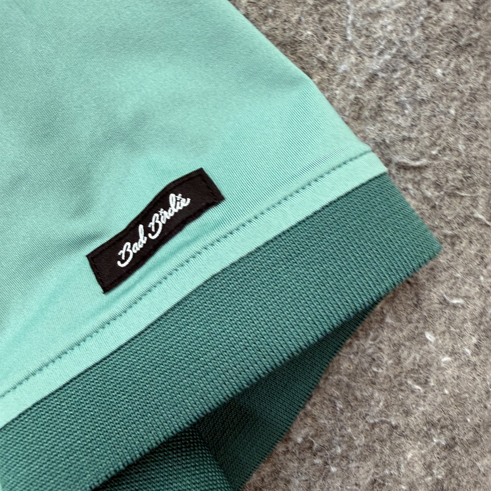 Bad Birdie Polo Shirt Men L Seafoam Green Teal Contrasting Trim Stretch