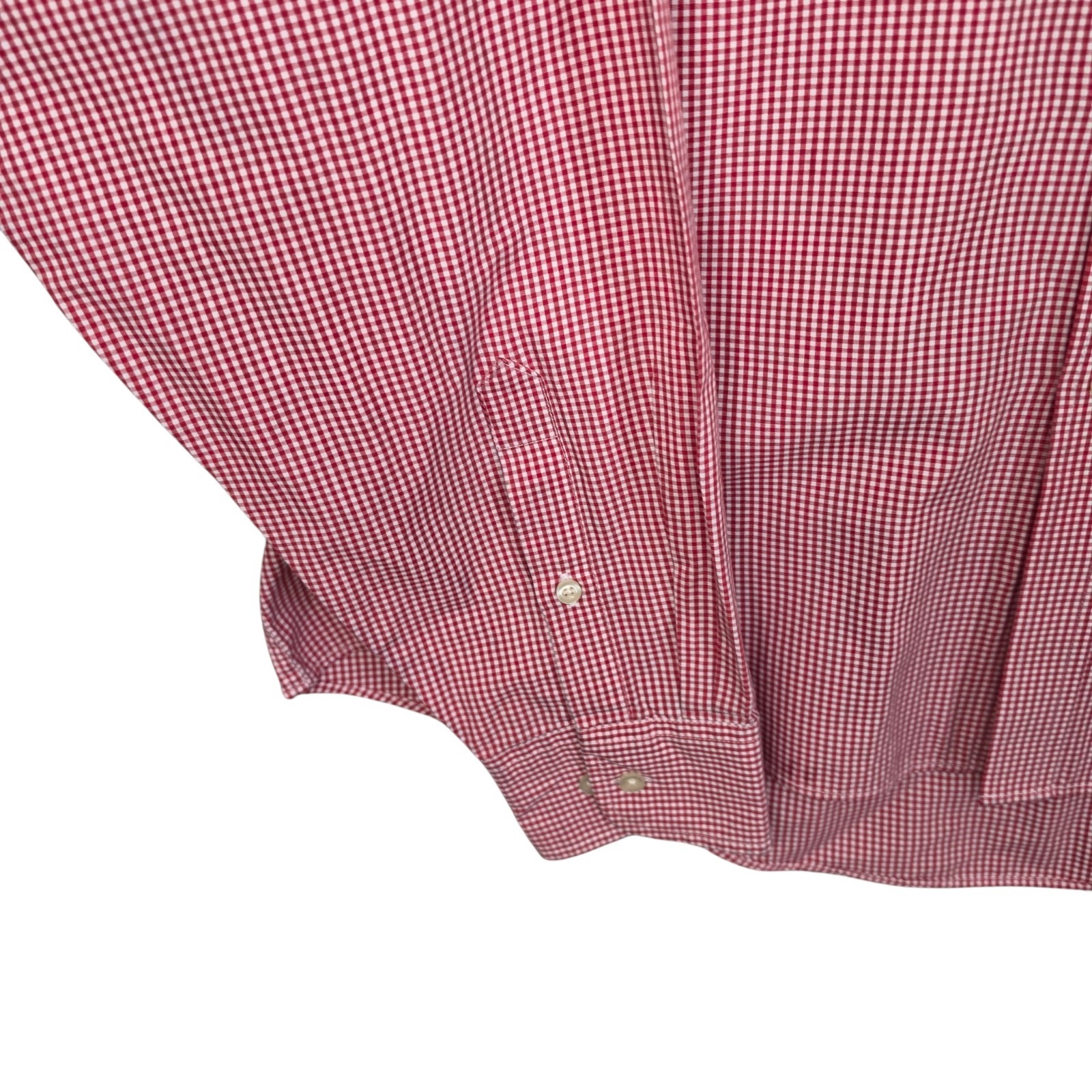 Chaps Shirt Mens 17.5 36/37 Red Check Button Down Classic Fit Wrinkle Free