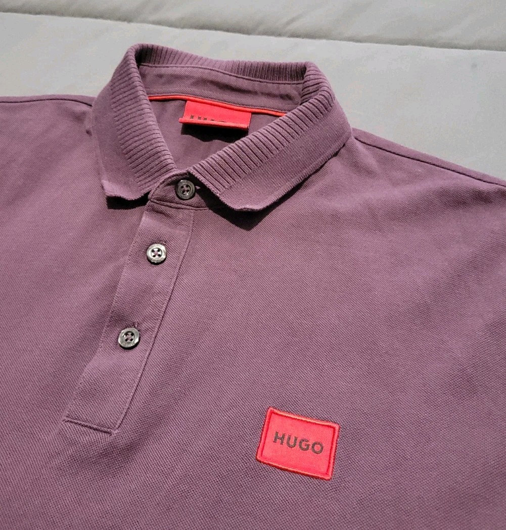 Hugo Boss Purple Plum Polo Shirt Mens Large L Slim Fit